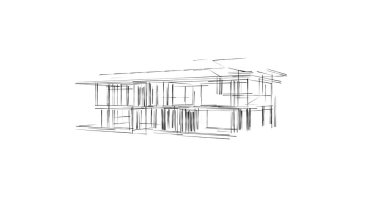 Mimari sanat konseptinde soyut çizgiler, minimum geometrik şekiller. 