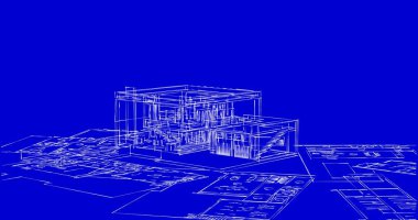 Mimari sanat konseptinde soyut çizgiler, minimum geometrik şekiller. 