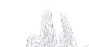 Arkaplanda mimari bina 3d illüstrasyon