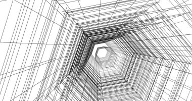 Arkaplanda mimari bina 3d illüstrasyon