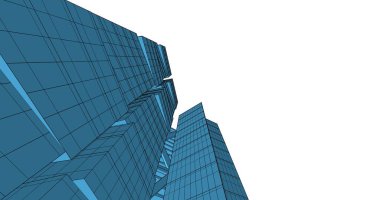 Arkaplanda mimari bina 3d illüstrasyon