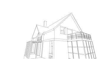 Mimari sanat konseptinde soyut çizgiler, minimum geometrik şekiller. 