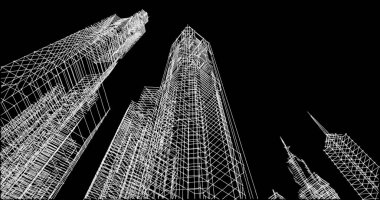 Mimari sanat konseptinde soyut çizgiler, minimum geometrik şekiller. 