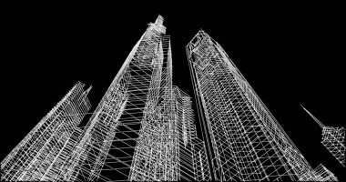 Mimari sanat konseptinde soyut çizgiler, minimum geometrik şekiller. 