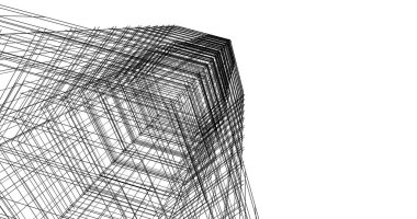 Arkaplanda mimari bina 3d illüstrasyon