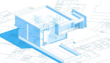 Mimari sanat konseptinde soyut çizgiler, minimum geometrik şekiller. 