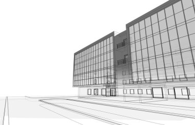 Mimari sanat konseptinde soyut çizgiler, minimum geometrik şekiller. 