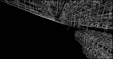 Mimari sanat konseptinde soyut çizgiler, minimum geometrik şekiller. 