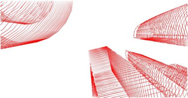 Arkaplanda mimari bina 3d illüstrasyon