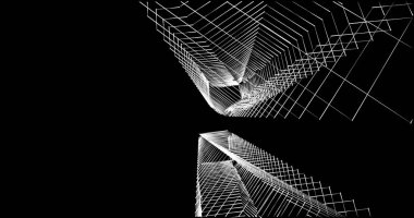 Mimari sanat konseptinde soyut çizgiler, minimum geometrik şekiller. 