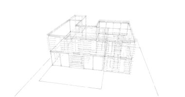 3d mimari duvar kağıdı tasarımı, dijital bina çizimi 