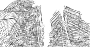 Mimari sanat konseptinde soyut çizgiler, minimum geometrik şekiller. 