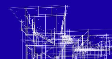 Arkaplanda mimari bina 3d illüstrasyon