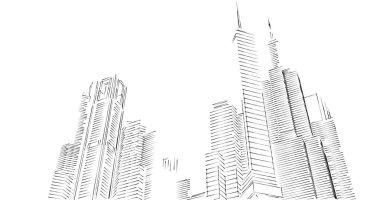 Arkaplanda mimari bina 3d illüstrasyon