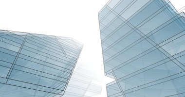 Mimari sanat konseptinde soyut çizgiler, minimum geometrik şekiller. 