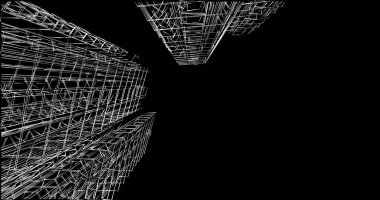 Mimari sanat konseptinde soyut çizgiler, minimum geometrik şekiller. 