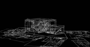 Mimari sanat konseptinde soyut çizgiler, minimum geometrik şekiller. 