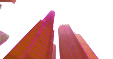 Arkaplanda mimari bina 3d illüstrasyon