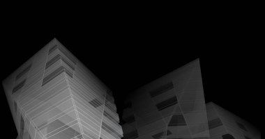 Mimari sanat konseptinde soyut çizgiler, minimum geometrik şekiller. 