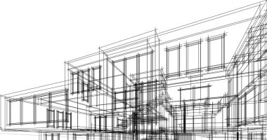 Mimari sanat konseptinde soyut çizgiler, minimum geometrik şekiller. 