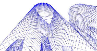 Arkaplanda mimari bina 3d illüstrasyon