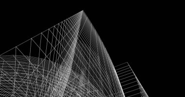 Mimari sanat konseptinde soyut çizgiler, minimum geometrik şekiller. 