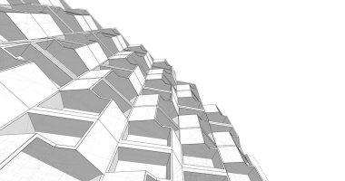 Mimari sanat konseptinde soyut çizgiler, minimum geometrik şekiller. 