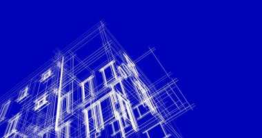 Mimari sanat konseptinde soyut çizgiler, minimum geometrik şekiller. 