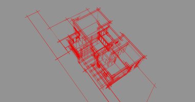 Mimari sanat konseptinde soyut çizgiler, minimum geometrik şekiller. 