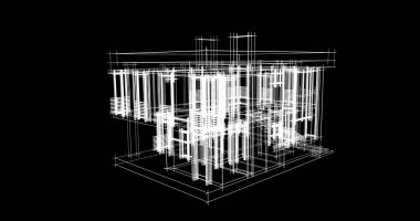 Mimari sanat konseptinde soyut çizgiler, minimum geometrik şekiller. 