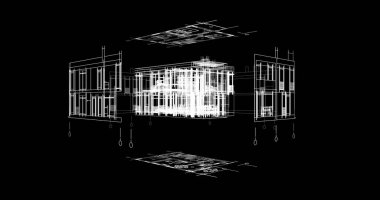 Mimari sanat konseptinde soyut çizgiler, minimum geometrik şekiller. 