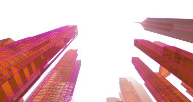 Arkaplanda mimari bina 3d illüstrasyon