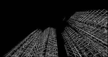 Mimari sanat konseptinde soyut çizgiler, minimum geometrik şekiller. 