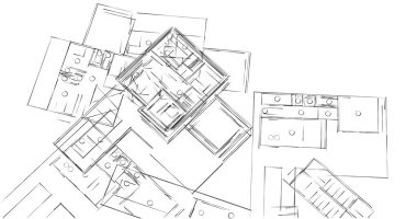 Mimari sanat konseptinde soyut çizgiler, minimum geometrik şekiller. 