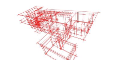 Mimari sanat konseptinde soyut çizgiler, minimum geometrik şekiller. 