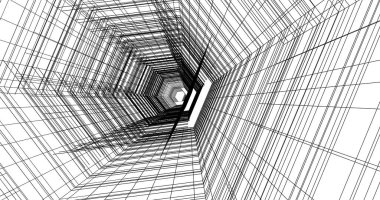 Mimari sanat konseptinde soyut çizgiler, minimum geometrik şekiller. 