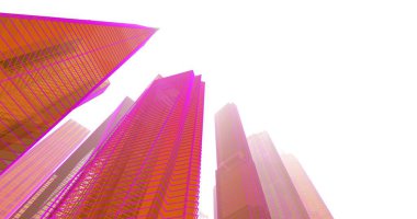 Arkaplanda mimari bina 3d illüstrasyon