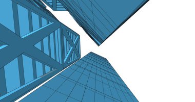 Arkaplanda mimari bina 3d illüstrasyon