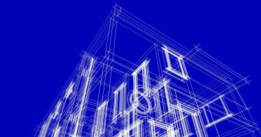 Mimari sanat konseptinde soyut çizgiler, minimum geometrik şekiller. 