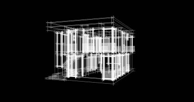Mimari sanat konseptinde soyut çizgiler, minimum geometrik şekiller. 