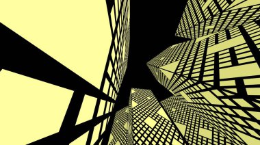 Arkaplanda mimari bina 3d illüstrasyon