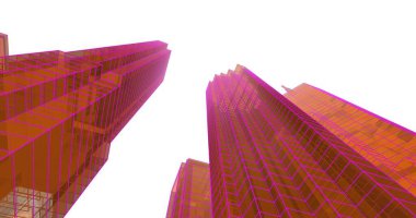 Arkaplanda mimari bina 3d illüstrasyon