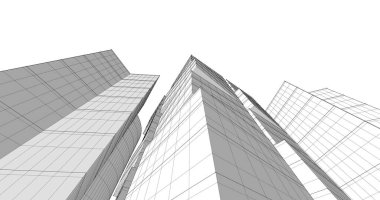 Arkaplanda mimari bina 3d illüstrasyon