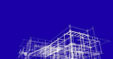 Arkaplanda mimari bina 3d illüstrasyon