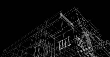 Mimari sanat konseptinde soyut çizgiler, minimum geometrik şekiller. 