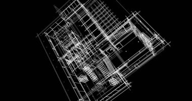 Mimari sanat konseptinde soyut çizgiler, minimum geometrik şekiller. 