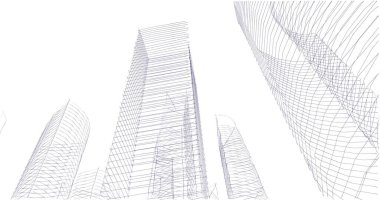 Arkaplanda mimari bina 3d illüstrasyon