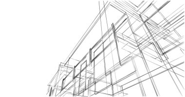 Arkaplanda mimari bina 3d illüstrasyon