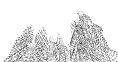 Mimari sanat konseptinde soyut çizgiler, minimum geometrik şekiller. 