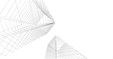 Mimari sanat konseptinde soyut çizgiler, minimum geometrik şekiller. 